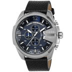 Diesel DZ4423 Mega Chief Chronograph Men's Watch – Blue Dial & Black Leather Strap