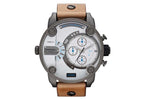 Diesel DZ7269 SBA Dual Time Chronograph Men's Watch – White Dial & Brown Leather Strap