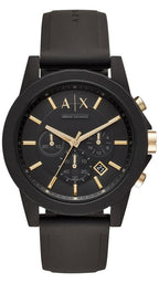 Armani Exchange Outerbanks AX7105 Men's Chronograph Watch – Black Dial with Black Stainless Steel Strap