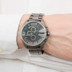 Diesel DZ4282 Mega Chief Chronograph Men's Watch – Grey Dial & Grey Stainless Steel Strap
