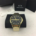 Armani Exchange Hampton AX2122 Men's Chronograph Watch – Black Dial with Gold Stainless Steel Strap