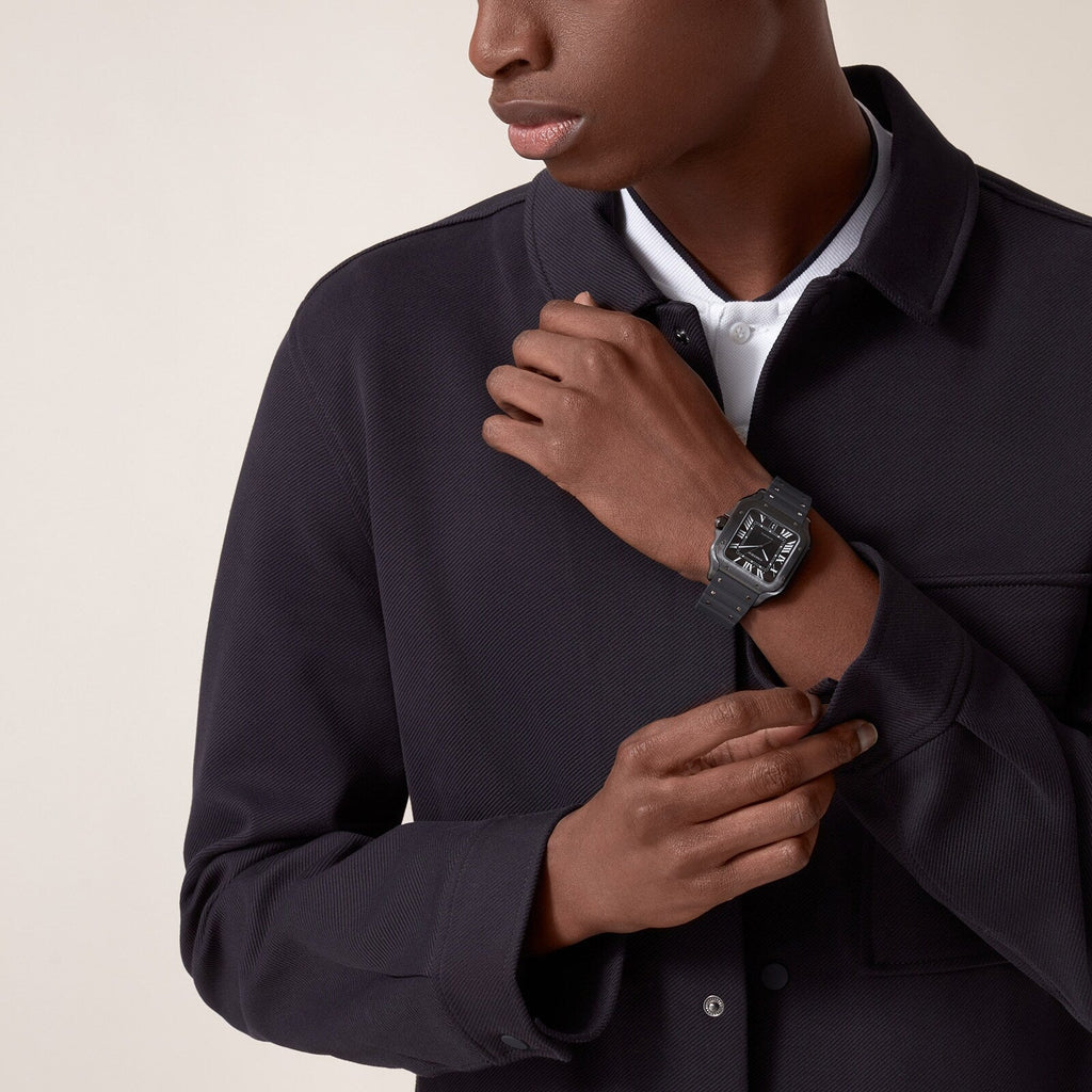 Santos de Cartier Large Model | 40mm, Two-Tone Steel & ADLC, Rubber, Black Dial