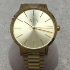Armani Exchange Cayde AX2707 Men's Analog Watch – Gold Dial with Coordinated Gold Stainless Steel Strap