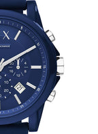 Men's Armani Exchange Outerbanks Chronograph Watch AX1327 – Blue Dial with Blue Silicone Strap