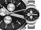 Armani Exchange Hampton AX2152 Men's Chronograph Watch – Black Dial with Silver Stainless Steel Strap