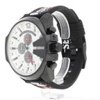 Diesel DZ4512 Mega Chief Chronograph Men's Watch – Silver Dial & Black Leather Strap
