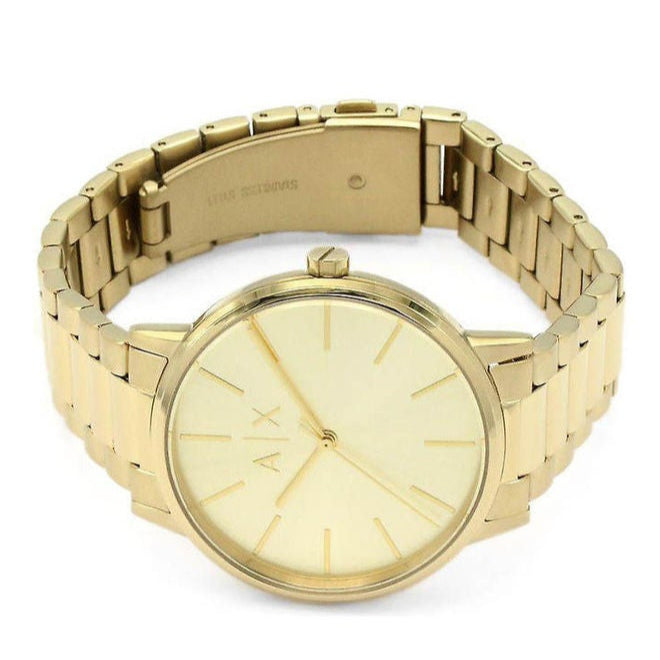 Armani Exchange Cayde AX2707 Men's Analog Watch – Gold Dial with Coordinated Gold Stainless Steel Strap