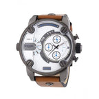 Diesel DZ7269 SBA Dual Time Chronograph Men's Watch – White Dial & Brown Leather Strap