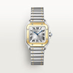 Santos De Cartier Watch | 27mm, Two-Tone Steel & 18K Yellow Gold, Steel, Silver Dial