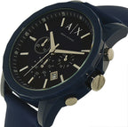 Men's Armani Exchange Outerbanks Chronograph Watch AX1327 – Blue Dial with Blue Silicone Strap
