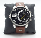 Diesel DZ7264 SBA Dual Time Men's Watch – Black Dial & Brown Leather Strap