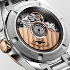 longines Conquest 30mm - Silver w/ Pink Gold Bezel on Bracelet