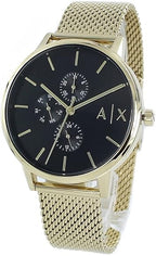 Armani Exchange Cayde AX2715 Men's Chronograph – Black Dial with Gold Mesh Stainless Steel Strap