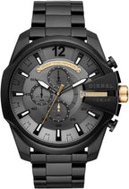 Diesel DZ4479 Mega Chief Chronograph Men's Watch – Grey Dial & Black Steel Strap