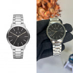 Armani Exchange Cayde AX2700 Men's Analog Watch – Black Dial with Silver Stainless Steel Bracelet