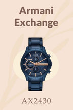 Armani Exchange Hampton AX2430 Men's Chronograph Watch – Blue Dial with Blue Stainless Steel Strap