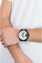 Diesel DZ4512 Mega Chief Chronograph Men's Watch – Silver Dial & Black Leather Strap