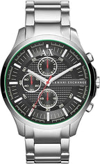 Armani Exchange Hampton AX2163 Men's Chronograph Watch – Black Dial with Silver Stainless Steel Strap