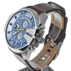 Diesel DZ4281 Mega Chief Chronograph Men's Watch – Blue Dial & Brown Leather Strap