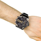 Diesel DZ7348 Mr. Daddy 2.0 Chronograph Men's Watch – Black Dial & Black Leather Strap