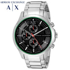 Armani Exchange Hampton AX2163 Men's Chronograph Watch – Black Dial with Silver Stainless Steel Strap