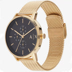 Armani Exchange Cayde AX2715 Men's Chronograph – Black Dial with Gold Mesh Stainless Steel Strap