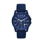Men's Armani Exchange Outerbanks Chronograph Watch AX1327 – Blue Dial with Blue Silicone Strap