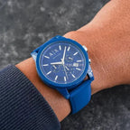 Men's Armani Exchange Outerbanks Chronograph Watch AX1327 – Blue Dial with Blue Silicone Strap