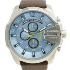 Diesel DZ4281 Mega Chief Chronograph Men's Watch – Blue Dial & Brown Leather Strap