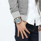 Diesel DZ4281 Mega Chief Chronograph Men's Watch – Blue Dial & Brown Leather Strap