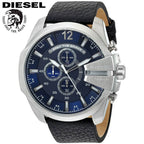 Diesel DZ4423 Mega Chief Chronograph Men's Watch – Blue Dial & Black Leather Strap