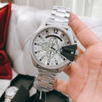 Diesel DZ4501 Mega Chief Chronograph Men's Watch – Silver Dial & Silver Stainless Steel Strap