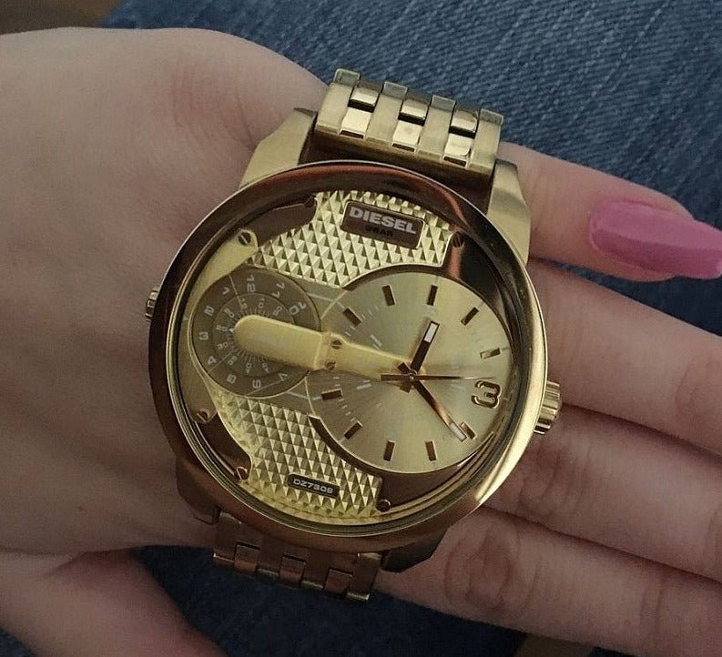 Diesel DZ7306 Mini Daddy Chronograph Men's Watch – Gold Dial & Gold Stainless Steel Strap