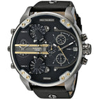 Diesel DZ7348 Mr. Daddy 2.0 Chronograph Men's Watch – Black Dial & Black Leather Strap