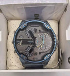 Diesel DZ7414 Daddy 2.0 Chronograph Men's Watch – Grey Dial & Blue Stainless Steel Strap