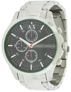 Armani Exchange Hampton AX2163 Men's Chronograph Watch – Black Dial with Silver Stainless Steel Strap