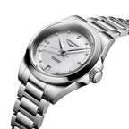 longines Conquest 34mm - White, Mother-of-Pearl w/ Diamonds on Bracelet