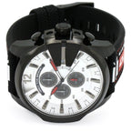 Diesel DZ4512 Mega Chief Chronograph Men's Watch – Silver Dial & Black Leather Strap