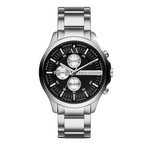 Armani Exchange Hampton AX2152 Men's Chronograph Watch – Black Dial with Silver Stainless Steel Strap
