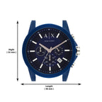 Men's Armani Exchange Outerbanks Chronograph Watch AX1327 – Blue Dial with Blue Silicone Strap
