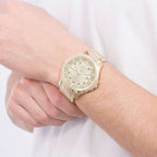 Armani Exchange Hampton AX2415 Men's Chronograph – Gold Dial with Matching Gold-Tone Stainless Steel Bracelet