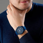 Men's Armani Exchange Outerbanks Chronograph Watch AX1327 – Blue Dial with Blue Silicone Strap
