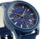Men's Armani Exchange Outerbanks Chronograph Watch AX1327 – Blue Dial with Blue Silicone Strap
