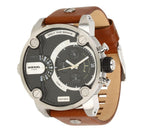 Diesel DZ7264 SBA Dual Time Men's Watch – Black Dial & Brown Leather Strap