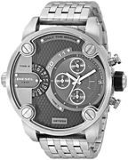 Diesel DZ7259 Little Daddy Chronograph Men's Watch – Black Dial & Silver Stainless Steel Strap