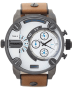 Diesel DZ7269 SBA Dual Time Chronograph Men's Watch – White Dial & Brown Leather Strap