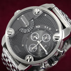 Diesel DZ7259 Little Daddy Chronograph Men's Watch – Black Dial & Silver Stainless Steel Strap