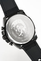 Diesel DZ4512 Mega Chief Chronograph Men's Watch – Silver Dial & Black Leather Strap