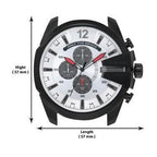 Diesel DZ4512 Mega Chief Chronograph Men's Watch – Silver Dial & Black Leather Strap
