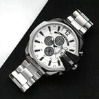 Diesel DZ4501 Mega Chief Chronograph Men's Watch – Silver Dial & Silver Stainless Steel Strap